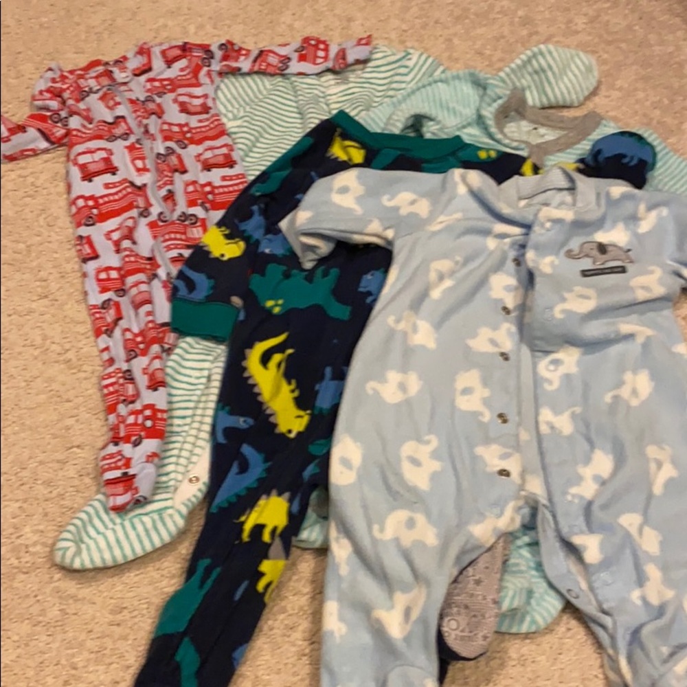 Baby boy pajama-rama!  5 pairs of snuggly footies.